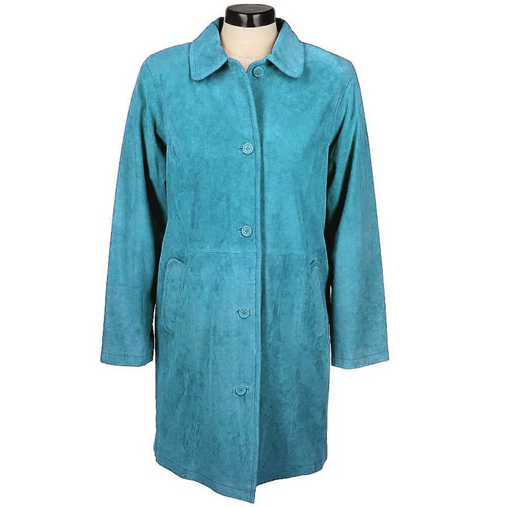 Centigrade Washable Suede Button Front 3/4 Length Coat  16053